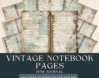 Vintage Notebook Pages Junk Journal | Neutral Lined Junk Journal | Spiral Notebook | Old Paper | Vintage Background Paper | Vintage Pages