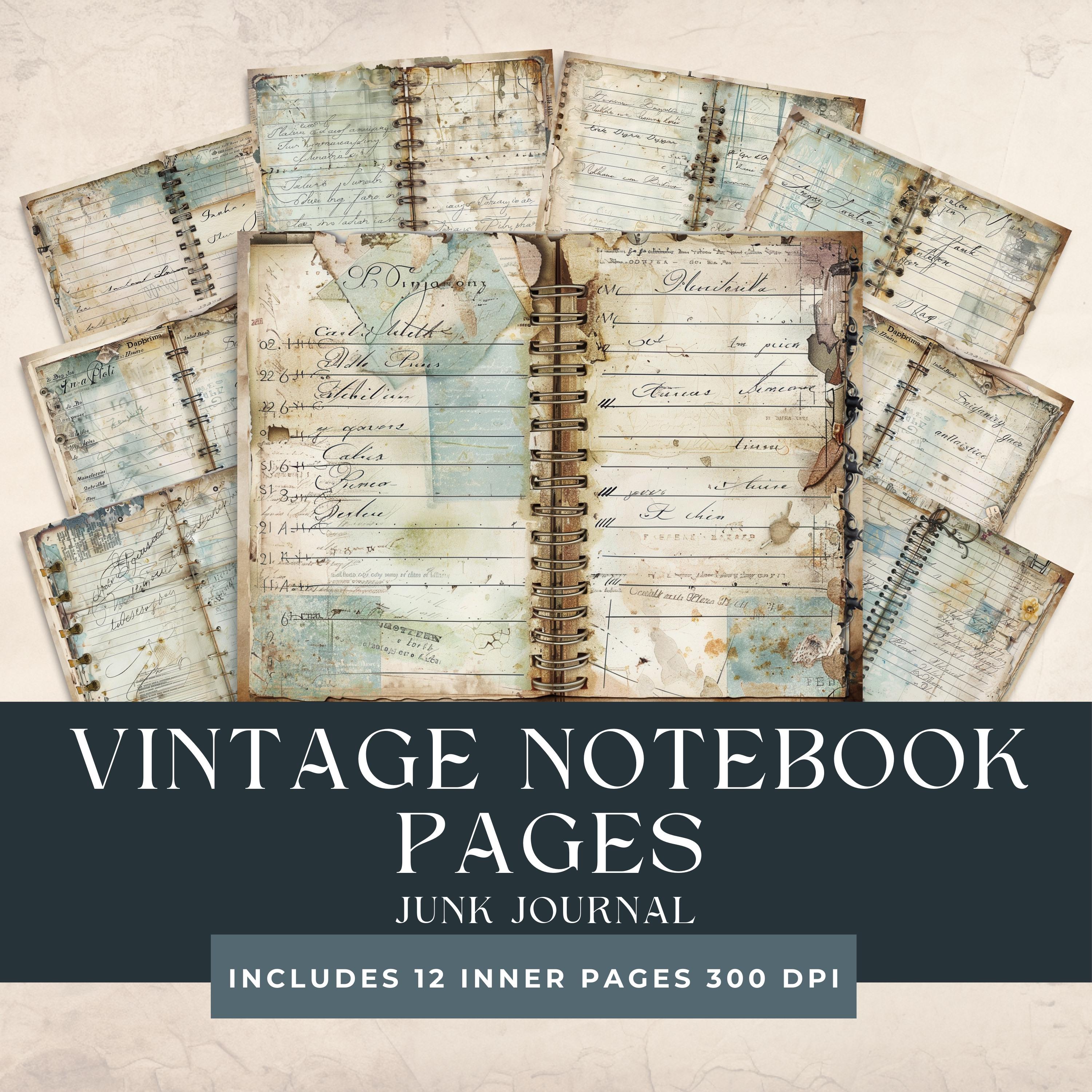 Vintage Notebook Pages Junk Journal | Neutral Lined Junk Journal ...