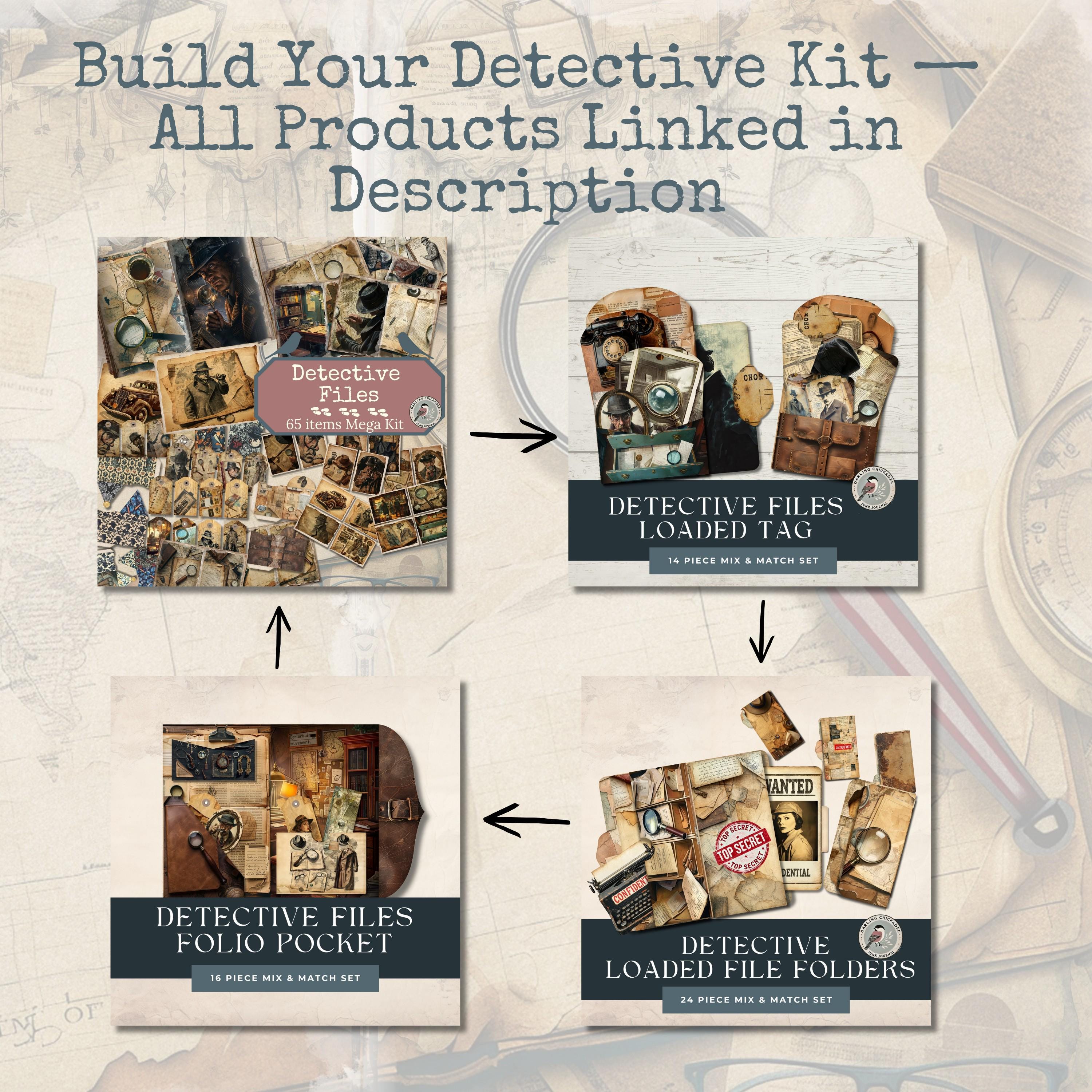 Detective Files Folders Junk Journal | Mystery Case File Pocket ...