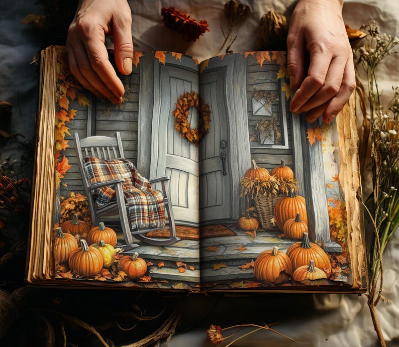 Nostalgic Fall Porches Junk Journal Kit | Cozy Autumn Scrapbooking ...