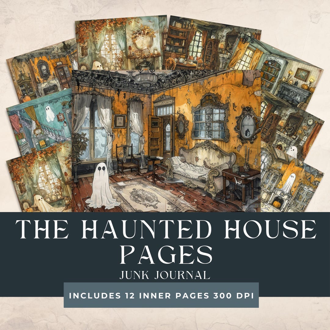 Haunted House Junk Journal Pages Kit | Halloween Scrapbooking Craft ...
