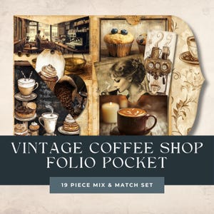 Vintage Coffee Shop Junk Journal Folio | Bakkerijprintables | Ambachtelijke benodigdheden voor koffieliefhebbers | Seizoenskoffie | Vintage bakkerij-scrapbooking