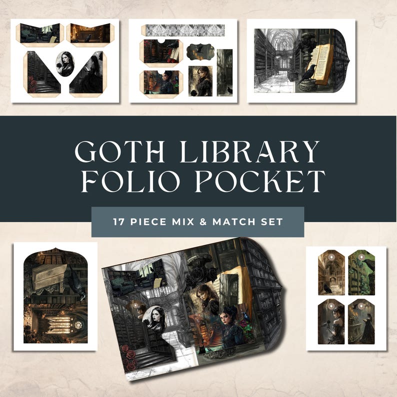 Goth Library Junk Journal Folio | Vintage Library Scrapbooking | Gothic ...
