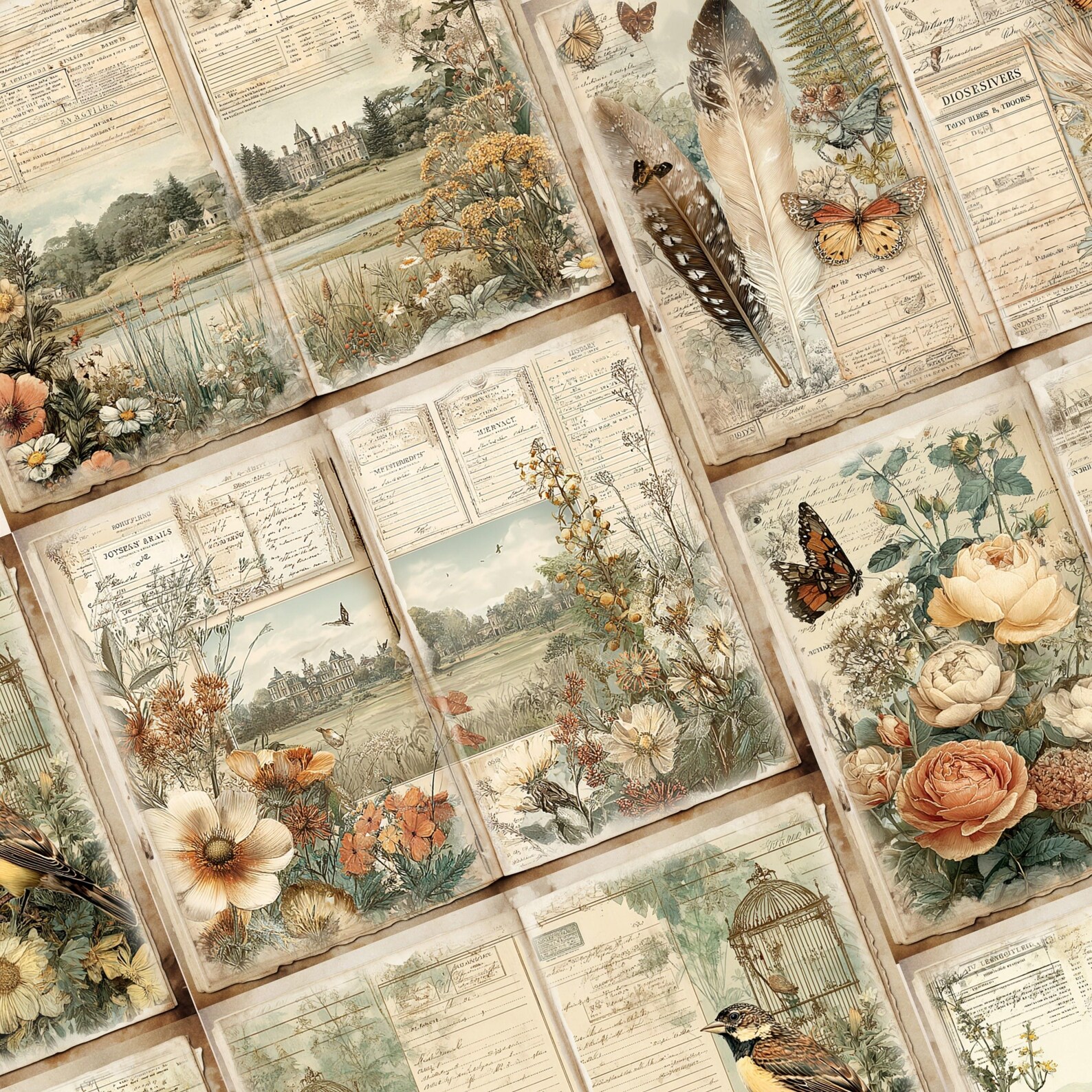 Jane’s Spring Journal – Regency Era Junk Journal Kit, Vintage Floral ...