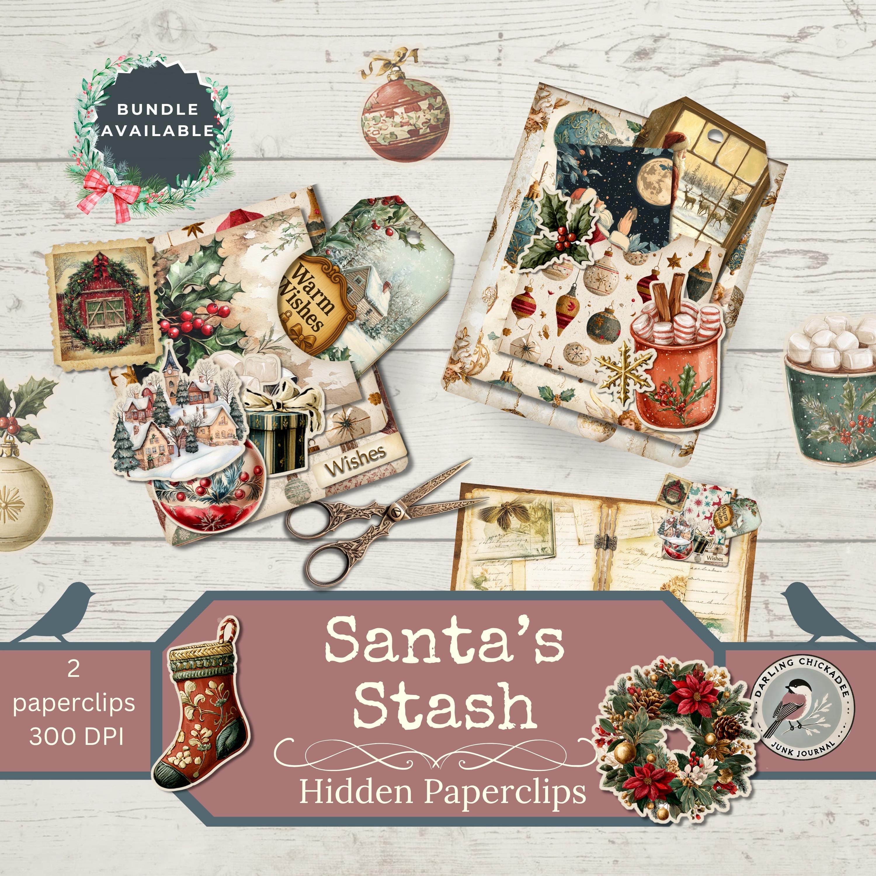 Santa’s Stash Hidden Paperclips | Vintage Christmas Printable Paperclip ...