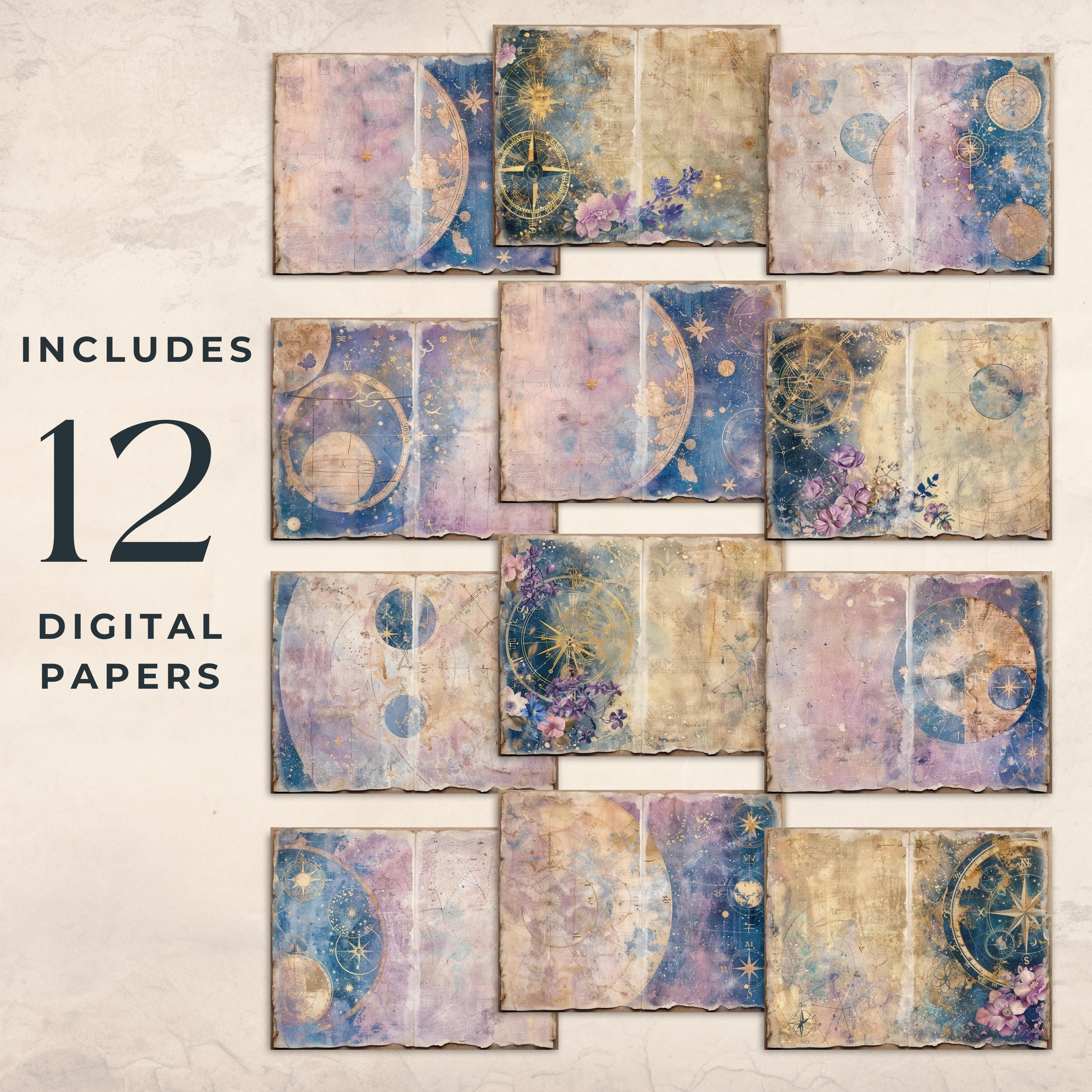 Space Journal Paper Celestial Junk Journal Printable Pages | Astronomy Journal | Space ...