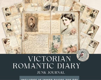 Viktorianisches romantisches Tagebuch Junk Journal | Regency Romanze Printable | Viktorianische Shabby Chic Scrapbooking | Vintage Buchstaben | Digital-Victorian