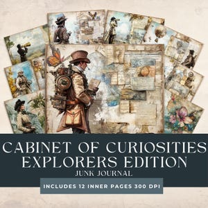 Cabinet des curiosités, édition Explorer, pages du journal indésirable | Impressions scientifiques victoriennes | Pages d'histoire naturelle |  Pages d'archéologie