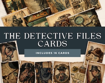 Detective Junk Journal Cards | Digital Scrapbook Paper Kit | Detective Collage Sheet  | Digital Download | Mystery Case File | Vintage Cards