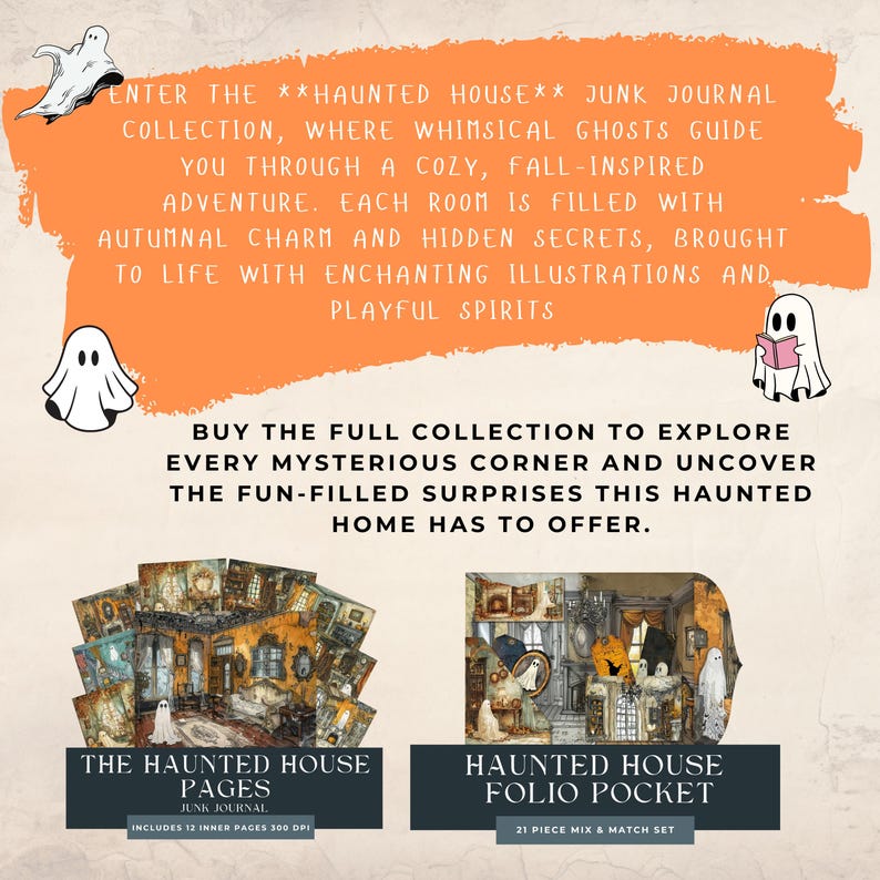 Haunted House Folio Junk Journal Kit | Halloween Scrapbooking | Spooky ...