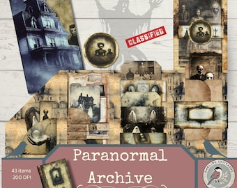 Paranormal Archive Folio Kit | Junk Journal Folio | Haunted Ephemera | Mystery Case File Printables | Ghost Photos | DIY Template