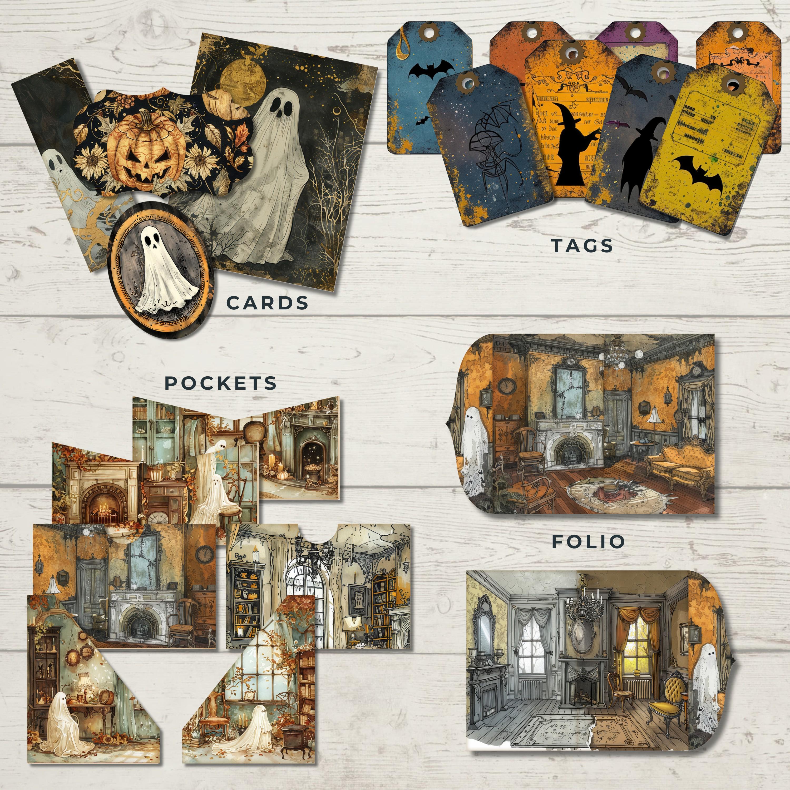 Haunted House Folio Junk Journal Kit | Halloween Scrapbooking | Spooky ...