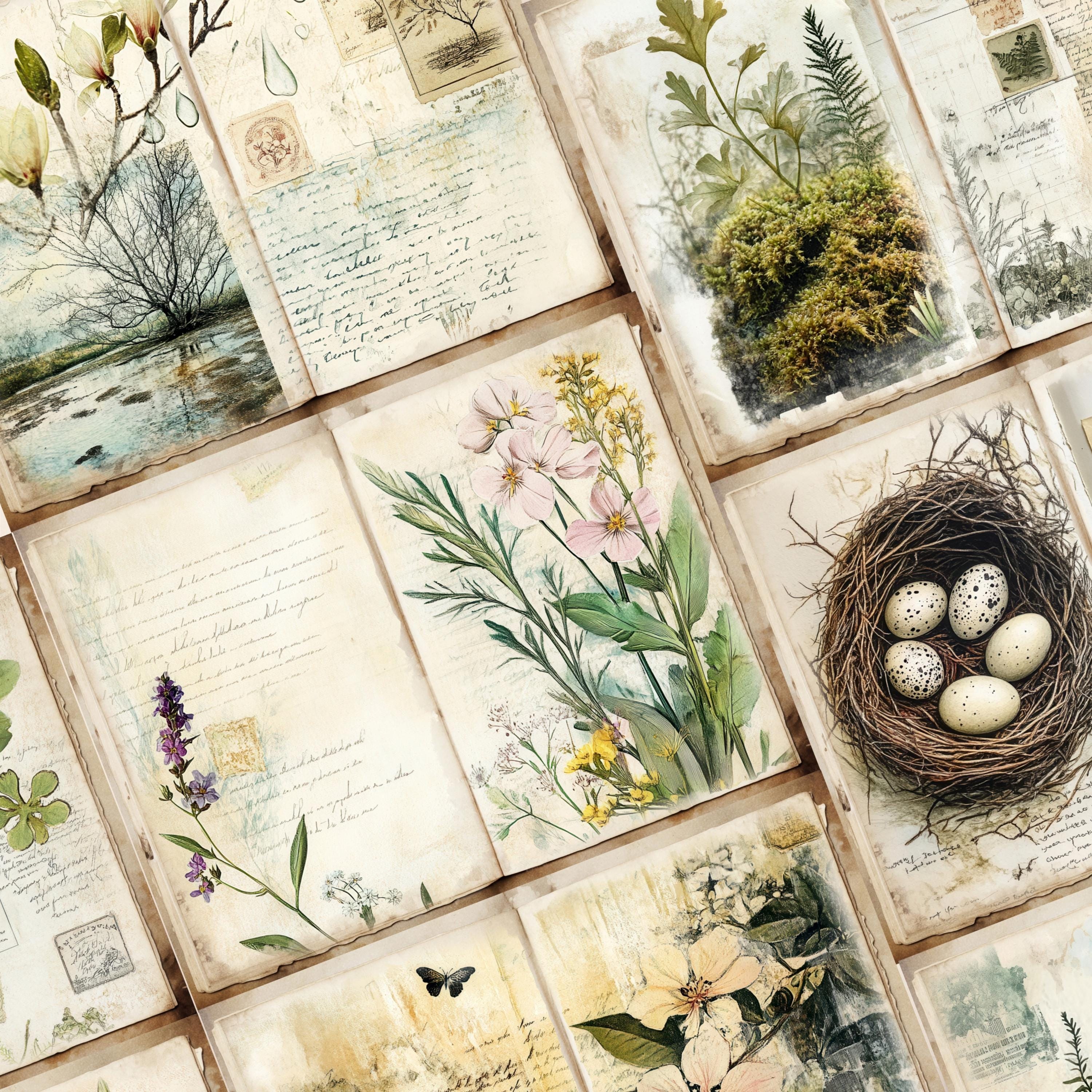 Spring Nature Journal Kit | Printable Junk Journal for Spring Observations | Botanical Style ...