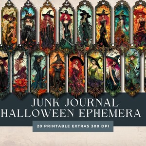 Halloween Witches Junk Journal Ephemera | Halloween Printables | Dark Magic | Holiday Craft | Printable Ephemera | Witches Fussy Cuts