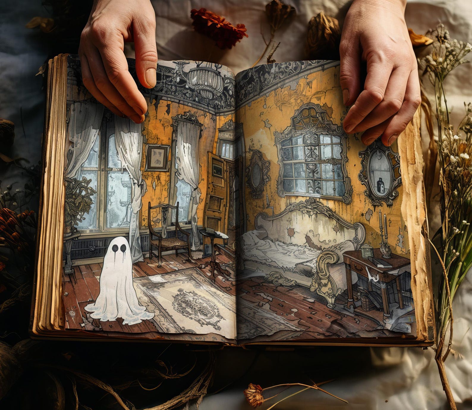 Haunted House Junk Journal Pages Kit | Halloween Scrapbooking Craft ...