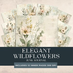 Elegant Wildflower Junk Journal Pages | Printable Pages | Vintage Floral Ephemera | Wildflower Digital Collage | Vintage Botanical Kit