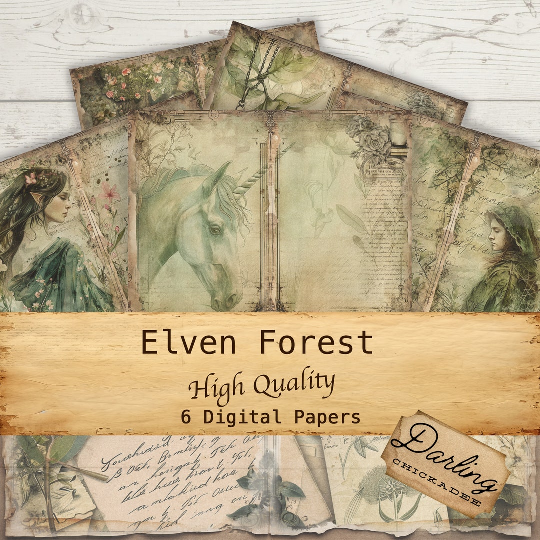 Fantasy Elf Forest Collage Printable | Magical Junk Journal Paper ...