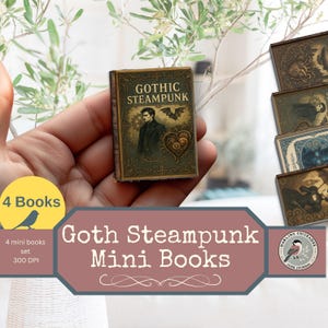 Gothic Steampunk 4 Mini Books – Printable Journal Set | Mini Goth Storybooks | Miniature Journals of Vampires & Gearwork | Mini Mechanica