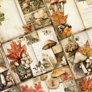 Autumn Nature Junk Journal | Fall Scrapbook Pages | Nature Inspired Autumn Printables | Fall Leaves Backgrounds | Nature Collage image 3