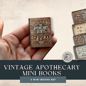 Vintage apotheker miniboeken afdrukbare kit | Vintage miniboeken voor junkjournaling | Afdrukbaar kortstondig pakket | Vintage kruidenambachten