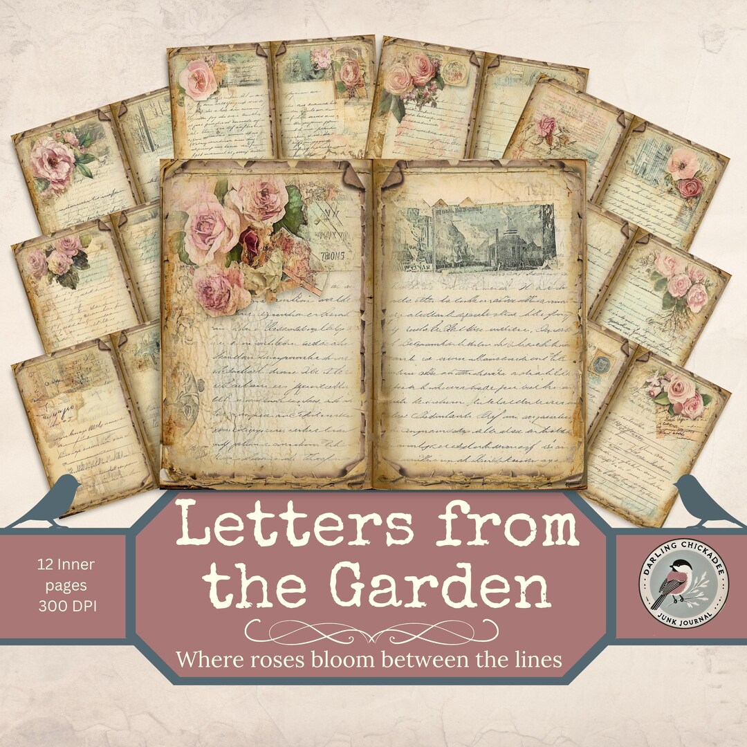 Letters From the Garden – Vintage Rose Junk Journal Pages | Handwriting ...