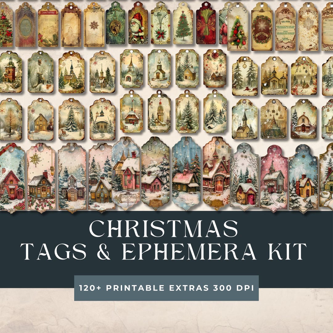 Vintage Christmas Ephemera Junk Journal | Christmas Tags | Vintage ...