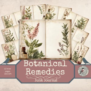 Botanische Heilmittel Junk Journal | Druckbare Vintage Kräuter Seiten | | Vintage Kräuter & Apotheker Printables | Kräuterkundlich inspiriertes Notizbuch