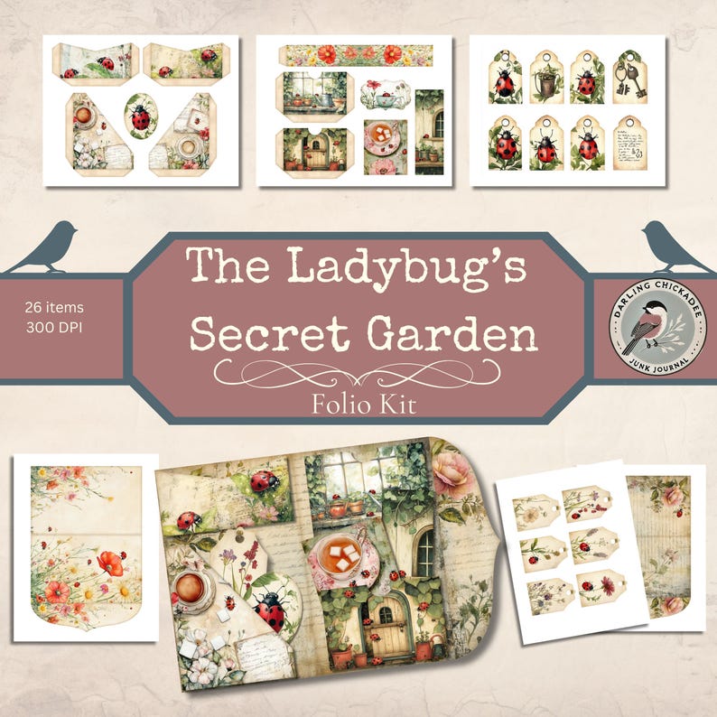 Ladybug Junk Journal Folio Kit – Printable Ladybug’s Secret Garden ...