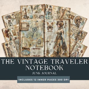 Vintage Traveler Junk Journal Pages | Shabby Traveler’s Notebook | Printable Shabby Collage Sheet | Explorer Printable | Adventure Collage