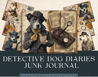 Dog Detective Junk Journal Kit |Mystery Case File | Vintage Detective | Journal Supplies | The Detective'S Memoir | Cold Case Junk Journal