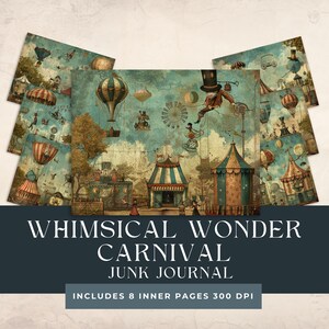 Diario basura de carnaval Whimsical Wonder / Kit de diario basura de carnaval vintage / Efímeras de mascarada / Circo vintage / Papeles digitales de carnaval