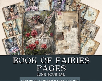Páginas para diario creativo del Libro de las Hadas / Páginas para diario de fantasía / Imprimibles digitales encantados / Hoja de collage mágica / Manualidades de papel del País de las Hadas