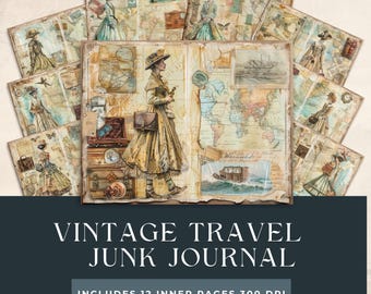 Vintage Travel Junk Journal Pages | Digital Collage | Vintage Junk Journal Printable Pages | Traveller Junk Journal Kit | Digital Download