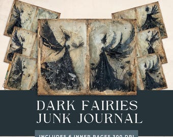 Gothic Fairy Printable Paper | Fairy Scrapbook | Dark Fairy | Fantasy Junk Journal | Goth Grudge Scrapbook | Fairy Digital Collage Sheets
