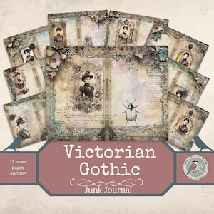 Victorian Gothic Junk Journal Kit | Dark Floral Portrait Pages | Gothic Ladies Journal Kit | Vintage Portraits  Printables | Dark Romance