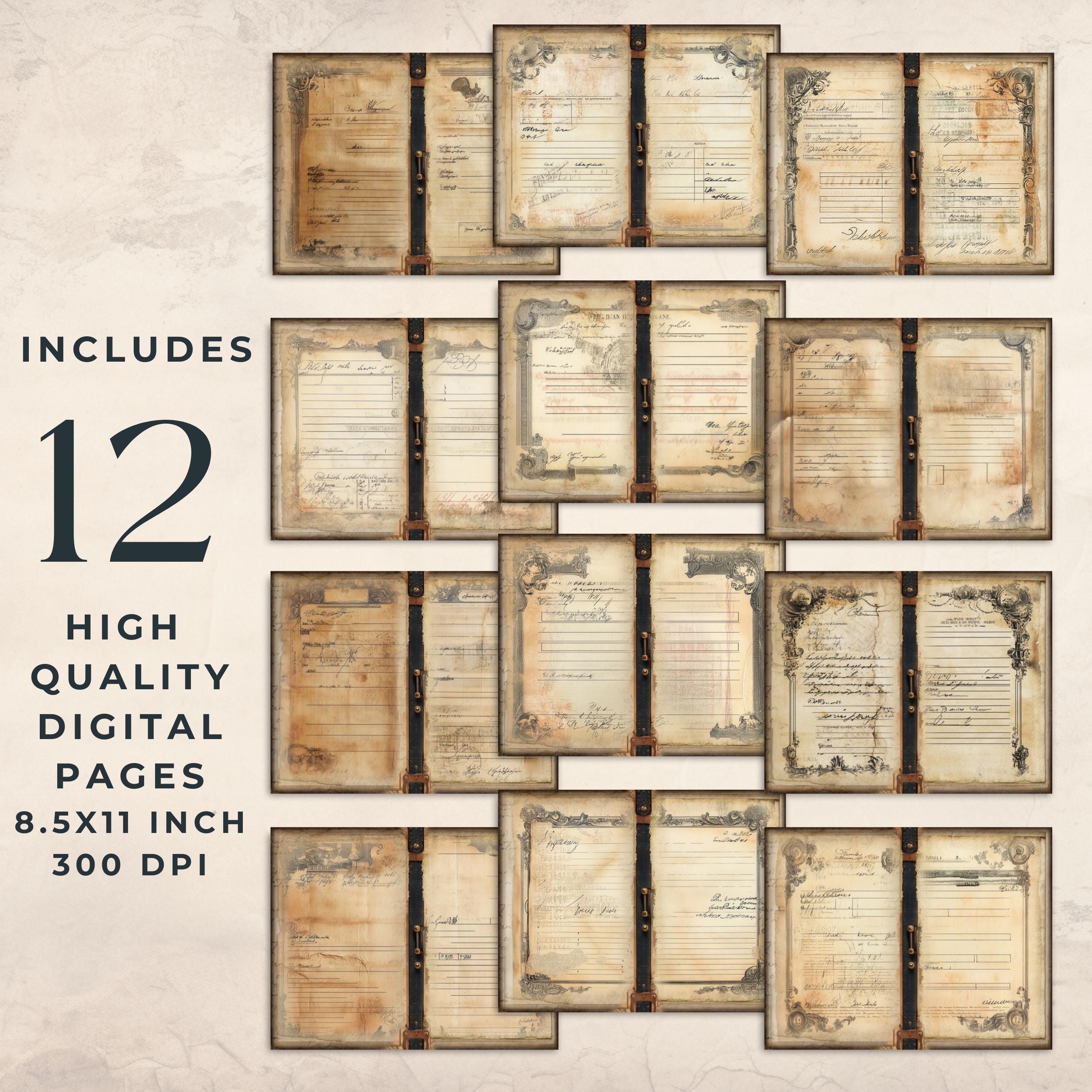 Victorian Registry Junk Journal Kit | Vintage Ledger Printable Ephemera ...