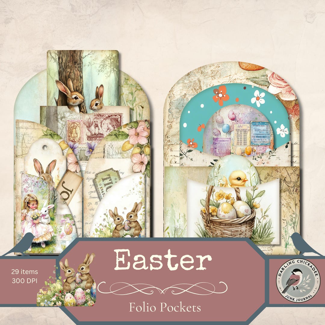 Easter Junk Journal Folio Kit | Printable Easter Pockets & Tags ...