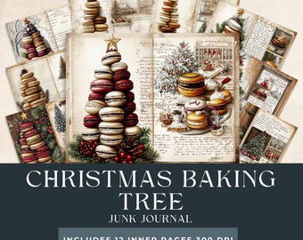 Christmas Baking Junk Journal |  Vintage Recipe Pages | Christmas  Digital Download | Festive Scrapbook Paper | Rustic Christmas Craft