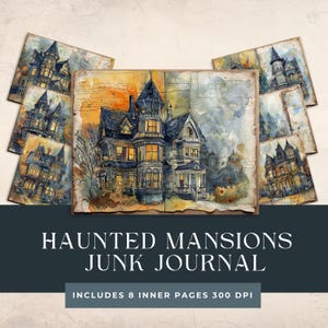 Diario basura de la mansión embrujada / Imprimibles de la casa embrujada / Manualidades de fantasmas / Páginas de casas abandonadas / Scrapbooking gótico / Espeluznante / Misterio