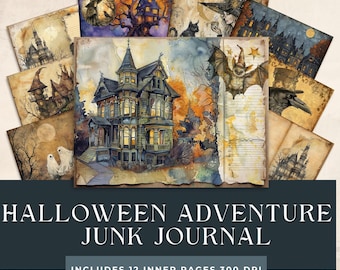 Magic Halloween Junk Journal  | Printable Halloween Pages |  Halloween Collage Sheet | Watercolor Halloween Kit | Creepy Junk Journal