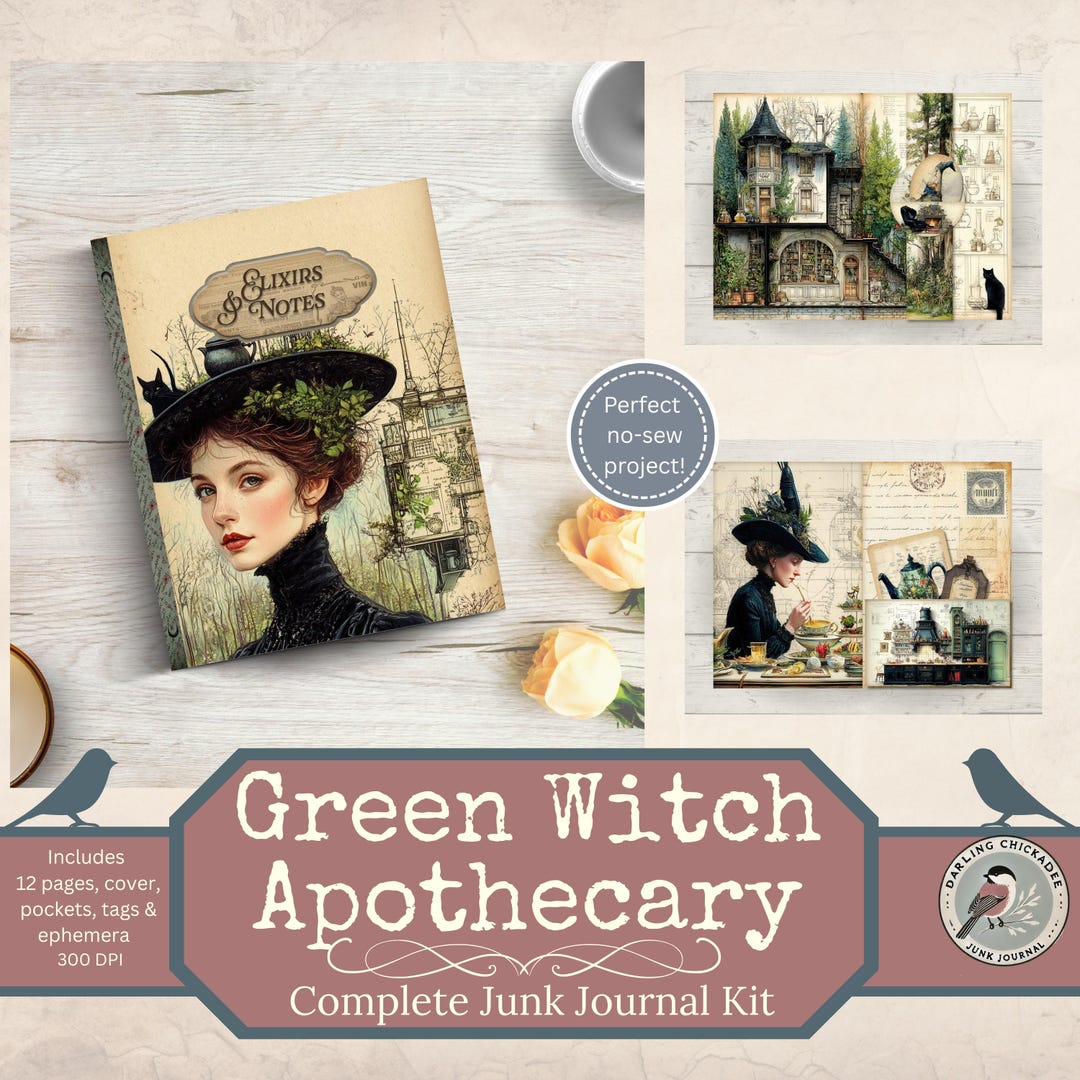 Green Witch Apothecary Junk Journal Kit | Elixirs & Notes | Printable ...