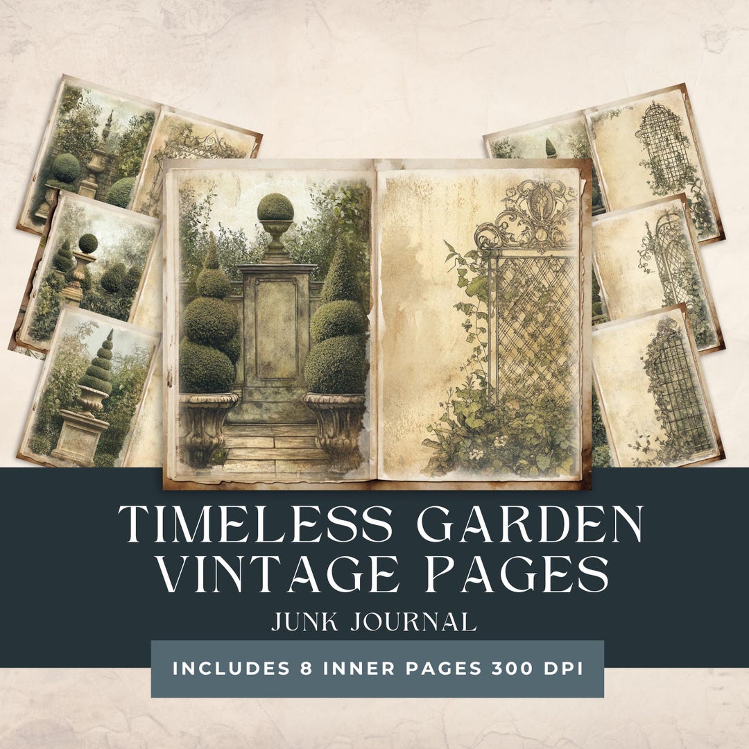 Vintage Secret Garden Junk Journal | Botanical Digital Paper | Shabby ...