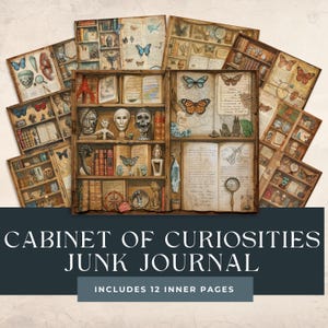 Cabinet de curiosités | Kit imprimable Junk Journal | Téléchargement numérique d'histoire naturelle | Éphémères scientifiques vintage | Créations en papier fossiles