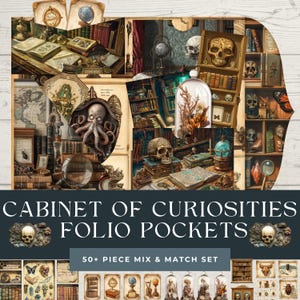 Cabinet des curiosités Junk Journal Folio | Ephemera Dark Academia | Kit Curiosités | Pages victoriennes de sciences naturelles |  Artisanat de fossiles