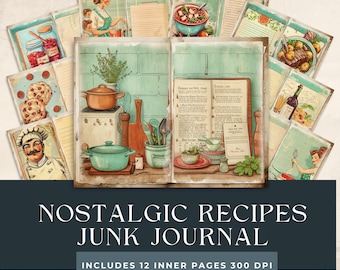 Diario spazzatura del libro di cucina/Effimera da cucina/Effimera alimentare/Pagine stampabili/Diario di ricette stampabili/Libri di cucina vintage