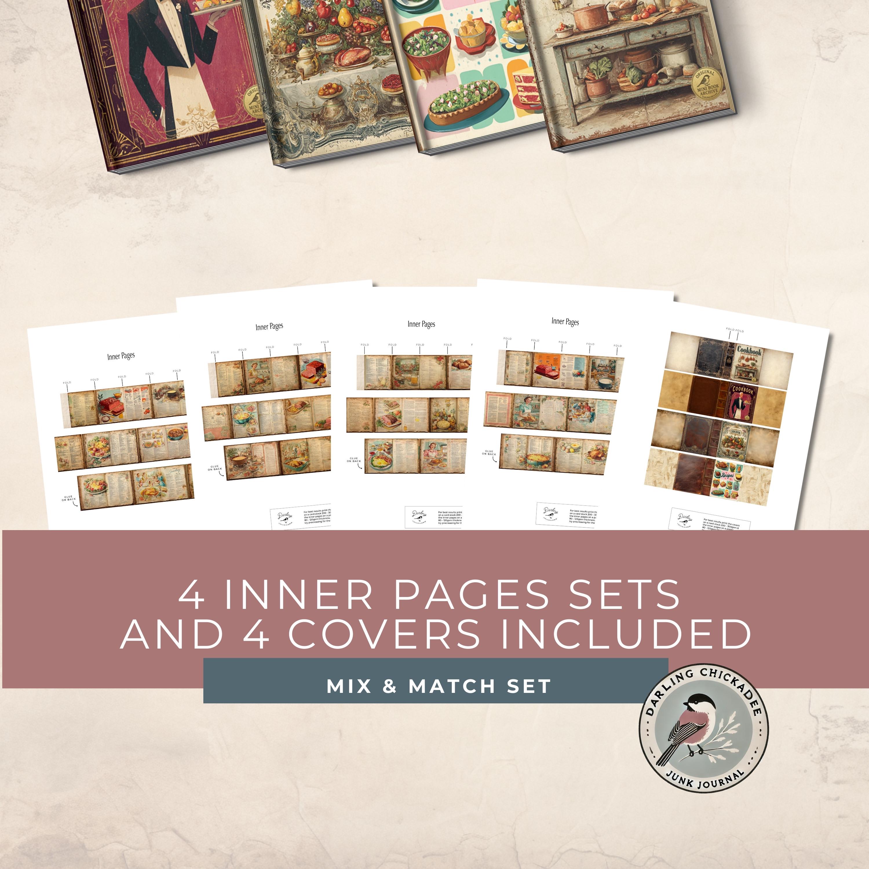 Vintage Cooking 4 Mini Books | Retro Printable Recipe Mini Book Set for ...