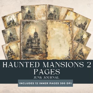 Diario basura de mansiones embrujadas / Imprimibles de casas embrujadas / Cuaderno misterioso / Páginas de casas abandonadas / Scrapbooking gótico / Lugares espeluznantes