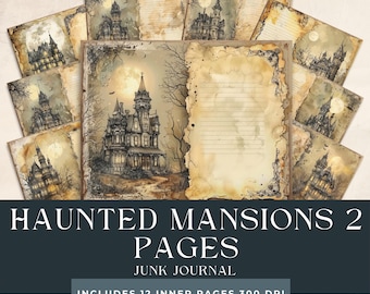 Haunted Mansions Junk Journal | Haunted House Printables | Mystery Notebook | Abandoned Houses Pages | Gothic Scrapbooking | Spooky Places