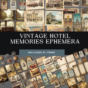 Vintage hotelherinneringen ongewenste dagboeken kortstondig | Reizen scrapbooken | Vintage afdrukbare pagina's | Retro hotelkaarten | Voorraad reisbenodigdheden
