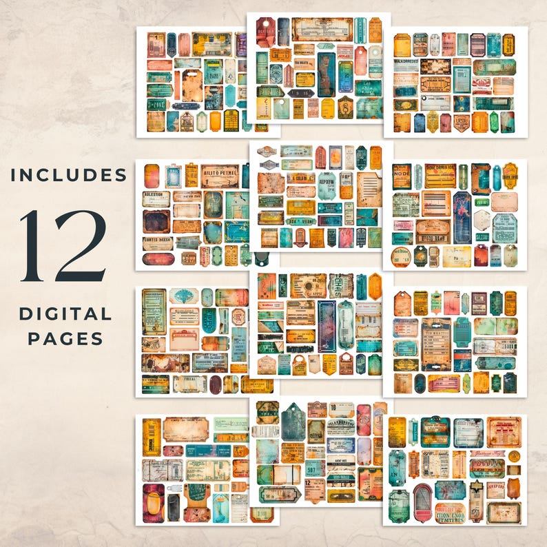 Junk Journal Mega Kit | Digital Journal Loaded Tags| Shabby Ephemera ...